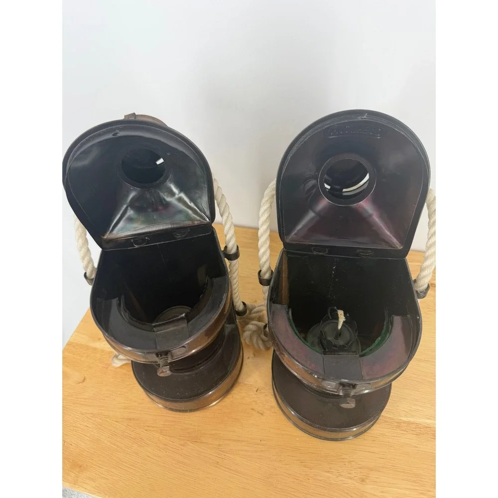 Masthead Lantern Set Copper Red Green‎ Nautical Maritime Ship Boat Decor Pirate